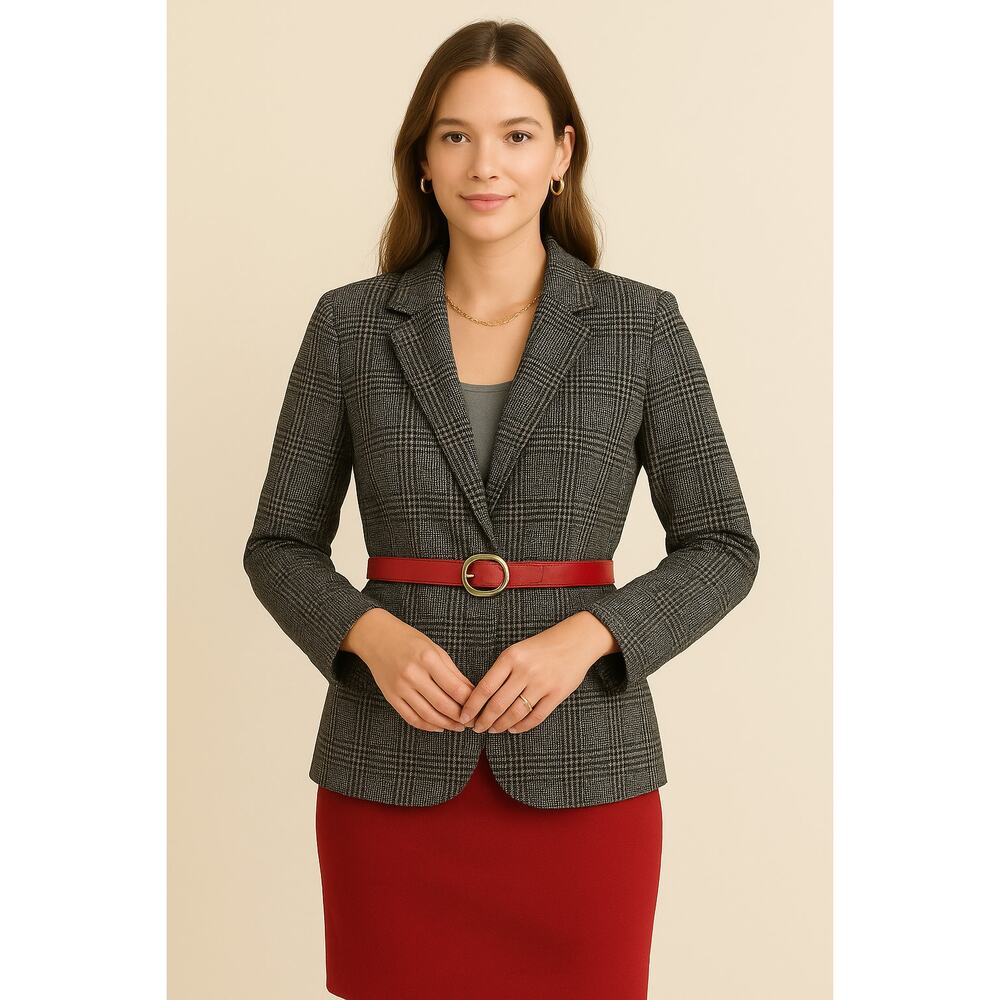 Must Have Plaid Blazer Women’s M/L Chest 39” Length 27” Sleeve 18”